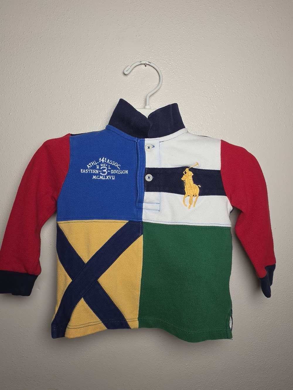Polo by Ralph Lauren Kids Long-Sleeve Colorblock Rugby Shirt - Red/Blue/Green
